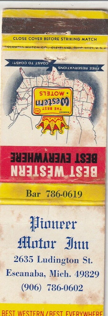 Pioneer Motor Inn (Best Western) - Matchbook